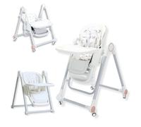 BATHBY Trona Evolutiva 3 en 1 - Plegable y Portátil, con Altura, Reposapiés, Respaldo y Bandeja todo Ajustables, 8 Niveles de Regulación y Sistema de Seguridad, Hasta 6 Años (Blanco)