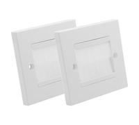 Batheidon 2 Piezas Caja de Pared Multimedia, Placa de Paso de Cables con Cepillo, Tapa para Cables TV, Monitor, PC, Consola de Juego, Home Cinema, Instalación Fácil, 85x85mm