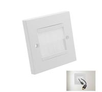 Batheidon Caja de Pared Multimedia, Placa de Paso de Cables con Cepillo, Tapa para Cables TV, Monitor, PC, Consola de Juego, Home Cinema, Instalación Fácil, 85x85mm (1, Blanco)