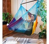 Bathonly Columpios Hamaca, Silla Colgante Caribeña Grande con Barra Separadora, Máximo 150 kg, Columpio Tejido a Mano, Silla Colgante, para Exterior, Interior, Patio, Jardín, Dormitorio, Multicolor