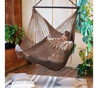 Bathonly Columpios Hamaca, Silla Colgante Caribeña Grande con Barra Separadora, Máximo 150 kg, Columpio Tejido a Mano, Silla Colgante, para Exterior, Interior, Patio, Jardín, Dormitorio, Marrón