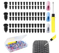 BATHRINS 100 PCS Clavo de Goma para Neumáticos, Kit Repara Pinchazos Moto con Destornillador, Repara Pinchazos, Kit de Reparación de Neumáticos para Moto, Coche, Camión, Bicicleta