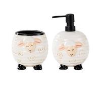 Bathroom Accessories Set | 2 Pieces Hand & Dish Soap Dispenser | Contemporary Ceramic Bathrooms Desk Organizer for Sink Home Hygiene Family Organization Daily Kitchen Apartment