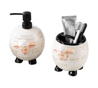 Bathroom Accessories Set, 2 Pieces Sheep Shape Dispenser Main Feature, Organizer Holder Category with Usage For Hygiene Home Kitchen Organization Family Sink Daily Apartment Counter Storage Decor
