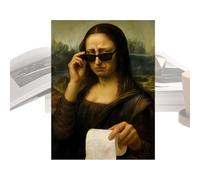 Bathroom Artwork For Wall - 12X16in Funny Canvas Artwork Picture,Vintage Mona Lisa Painting Pictures | Designed To Bring Joy, This Funny Poster Is Ideal For Adding Character To Washrooms, Restrooms,