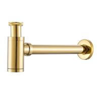 Bathroom Basin Sink Drain Stopper Kit Brass Bottle Trap Pop Up with Waste Pipe Para Baño Aseo(Golden)