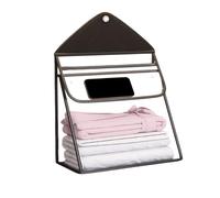 Bathroom Clothes Hamper Waterproof Storage Bag Transparent PVC Case Hanging Organizer With Touchscreen Pouch For Men Women Portable Laundry Basket For Bedroom Dorm Toilet 43x40x16cm