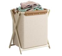 Bathroom Clothes Storage, Dirty Laundry Basket, Living Room Hamper, Portable Clothes Baskets for Bedroom, Bathroom, Rooms, and Hotel Use, 42 x 28.5 x 48.5 cm, 2300 g, Creamy and Brown