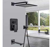 Bathroom Faucet Black Bronze Rain Shower Bath Faucet Wall Mounted Bathtub Shower Mixer Tap Bathroom Shower Faucet Shower Set- 8 Inch Shower Set