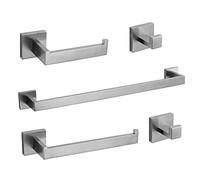 Bathroom Hardware Set 24-Inch Towel Bar,2pcs Towel Hook,Toilet Paper Holder,Hand Towel Holder Stainless Steel Brushed Nickel Bathroom Accessories GTS3190N