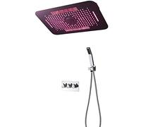 Bathroom Luxury Shower System (710x430mm) LED Stainless Steel Shower Faucet Set Multifunction Remote Control 64 Color Shower Combo Set with 3 Mode Shower Head