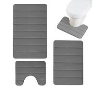 Bathroom Rug Set, Bath Mat Set For Bathroom, Non-slip Bathroom Mats, Square Bath Mat, U-shape Toilet Mat, Soft Striped Bath Mat, Embossed Bathroom Rug, Washable Bath Mat Set, Non-slip Toilet Mat, Spon