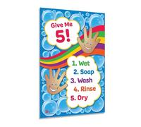 Bathroom Rules & Hand Washing Poster Set, Kids Health and Safety Signs for School, Daycare, Preschool, Laminated Wall Decor for Sink Area(Unframed,16x24inch(40x60cm))