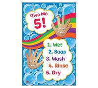 Bathroom Rules & Hand Washing Poster Set, Kids Health and Safety Signs for School, Daycare, Preschool, Laminated Wall Decor for Sink Area(Framed,08x12inch(20x30cm))