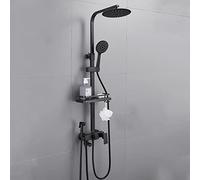 Bathroom Shower Head and Faucet Set Black Brass Height Adjustable Three Modes Wall Mounted Shower Mixer Hot and Cold Water Faucet,Black B,Showerheads