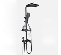Bathroom Shower Head and Faucet Set Black Brass Height Adjustable Three Modes Wall Mounted Shower Mixer Hot and Cold Water Faucet,Black B,Showerheads