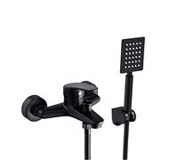 Bathroom Shower Mixer Taps with Hand Held Shower Black Brass with Shower Head and Hose Set Wall Filler Bath Tap-A