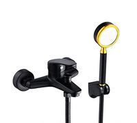 Bathroom Shower Mixer Taps with Hand Held Shower Black Brass with Shower Head and Hose Set Wall Filler Bath Tap-A