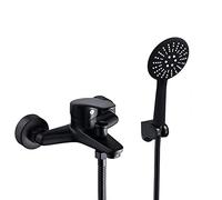 Bathroom Shower Mixer Taps with Hand Held Shower Black Brass with Shower Head and Hose Set Wall Filler Bath Tap-A