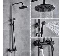 Bathroom Shower Set Faucet Bath Shower Mixer Tap 8 Inch Rainfall Head Shower System Bathtub Faucet with Hand Spray Wall Mounted-Black Bronze A1,