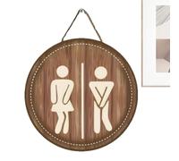 Bathroom Sign for Door - Rustic Wooden Restroom Decor | Cute Brown 20x20cm Wall Sign for Men Women Powder Room Office Guesthouses School Clubhouse Farmhouse Hotel