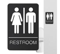 Bathroom Signs For Business,22.5x15cm Modern Self-Adhesive Unisex Signage - For Business Door Toilet Employees Office Home Restaurant Store Public Washroom Work