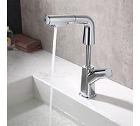 Bathroom Sink Faucet with Pull out Sprayer,360° Swivel spout 2 Water Modes,liftable,Single Lever Brass Bathroom Mixer Tap,Basin Mixer Tap Hot and Cold Water Sink taps,Chrome