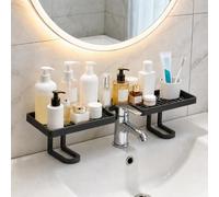 Bathroom Sink Shelf Over Faucet, Behind The Faucet Sink Organizer, Smart Sinks Organizer, Over The Sinks Shelf Bathroom, No Drill Compact Countertop Stand for Kitchen, Bathrooms, Shower (Black-A)