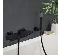 Bathroom Sink Taps Black Waterfall Bathtub Shower Faucets Wall Mount Shower Mixer Tap Faucets Hot Cold Bath Shower Tap,