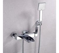 Bathroom Taps Mixer with Shower Set Waterfall Brass Black Single Handle Hot and Cold Faucet for Bathroom-Chrome