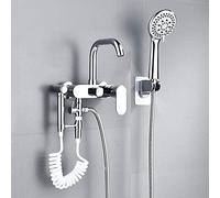 Bathroom Taps Set 360 Rotation Hot and Cold Bath Shower Taps Mixer Set Single Lever-Chrome-B