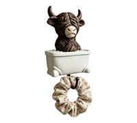 Bathroom Towel Hooks - Funny Cow Resin Wall Hook, Rustic Highland Bull Figurine Wall Hook | Non Slip Towel Hanger for Bathroom Kitchen Bedroom, Farmhouse Cow Decor for Robe Clothes Loofah Key Storage