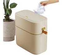 Bathroom Trash Genérico Can with Lid, Slim 8L Dustbin, 11.02x5.91x*11.42in, Compact Covered Waste Bin for Narrow Spaces, Interior Use in Home, Kitchen, Toilet, Dorm, Desk, RV, Laundry
