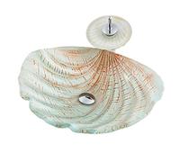 Bathroom Vessel Sink,Shell Shape Artistic Vanity Sinks,19" Tempered Glass Sink with Waterfall Faucet and Pop Up Drain, Counter Top Installation (A C)