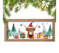 Bathroom Wall Art, Wood Highland Cow Wall Decor, Animal Wood Sign For Living Room Display Cabinets Restroom Holiday Kitchen Bookshelves Cafe