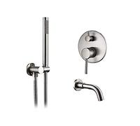 Bathtub Faucet Bathtub Mixer Tap Set Shower Hot and Cold Bathroom Faucet Brushed Stanless Steel Diverter with Wall Mount Spout Handheld Hose,2ways,150mm