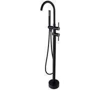 Bathtub Floor Mounted Standing Bathtub Faucet Chrome Round Spout Bath Mixer Tap Floor Mounted Bathtub Filler Shower Tub Faucet Set, Chrome