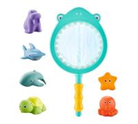 Bathtub Toys, Floating Animal Water Game, 6 Piece SeaCreature Catching Set with Net, Interactive Fishing Activity for Kids, Funn Water Play Used During Bath Time in Home Bathroom