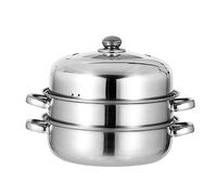 BATHVEVE 1 Pieza Olla de Vapor Inoxidable Multifuncional Tapa Alta y Asa para Cocción al Vapor y Sopa Capacidad Accesorios