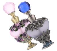 BATHVEVE 2 Botellas de Perfume Vacías de Vidrio y Metal para Escritorio, Capacidad 5ml, Decoración Única y Brillante para Aceites Esenciales Hogar