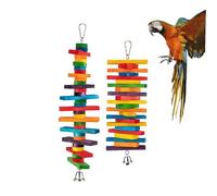 BATHVEVE 2 Piezas Juguete para Loros con Bloques Coloridos Cuerda para Morder y Moler Colgante Seguro para Periquitos y Aves Pequeñas Entretenimiento y Ejercicio Color Color Aleatorio