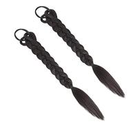 BATHVEVE 2 Piezas peluca accesorios para el cabello rizado envoltura derecho largo atar extensión de de caballo para mujeres negras peluca de extensión de cabello trenzado Black