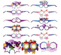 BATHVEVE 24 Piezas de Gafas de Papel Astronauta para Decoraciones de Fiesta Temática Espacial, Accesorio Ligero y Colorido para Fotomatón en Fiestas del Espacio Exterior