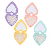 BATHVEVE 4piezas Cepillo De Viaje Con Espejo Corazón Pack Para Maquillaje y Masaje Del Cabelludo Compacto y Portátil Para Niñas