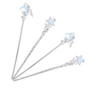 BATHVEVE 4piezas Retro Chinese Hair Sticks Star and Moon Hairpins for Elegant Buns Asian Style Accessories for Hair and