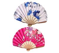 BATHVEVE Abanicos Plegables Japoneses Para Mujer 2 Piezas Tamaño Pequeño Color Rosa y Azul Decoración Obsequio Accesorio Para Fotografía Hogar