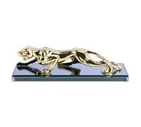 BATHVEVE Adorno para Coche Forma Leopardo Dorado con Base Decoración Interior de Auto Aleación de Zinc Símbolo de Prosperidad para Oficina y Vehículo