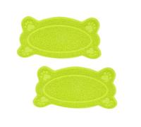 BATHVEVE Alfombrillas para Arenero de Gatos 2 Piezas Color Verde Forma de Hueso, Material de Tela Resistente a Arañazos y Confortable para Patas, Adecuado para Suministros de Mascotas
