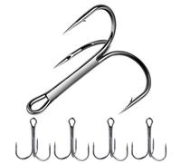 BATHVEVE Anzuelos Triples de Metal para Pesca Resistentes y Fiables, 5 Piezas Plateadas Ideales para Uso en Embalses y Métodos de Pesca