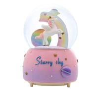 BATHVEVE Caja de Música de Unicornio Bola Iluminada y Efecto Manual, Decoración de Resina y Vidrio para Cumpleaños y Navidad